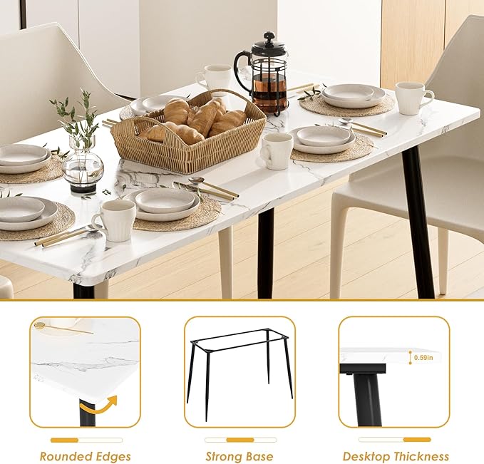 Garden 4 you Wood Dining Table for 4-6 People, Modern Rectangular Indoor Dinner - Image 5