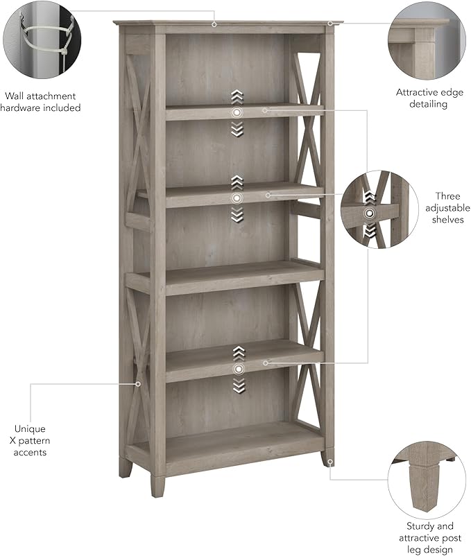 Bush Furniture Tall 5 Shelf Bookcase - Image 5
