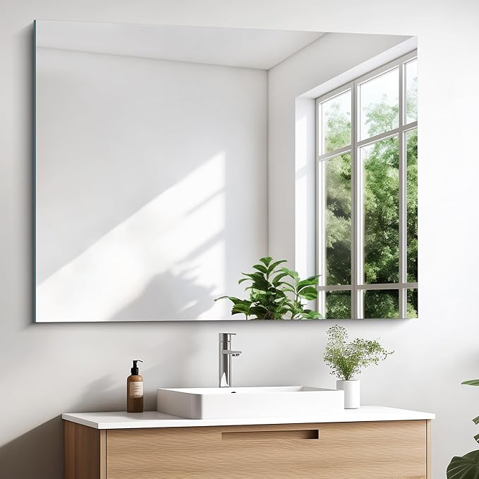KOCUUY Frameless Mirror, Unframed Vanity Mirror, Large Rectangle Mirror - Image 7