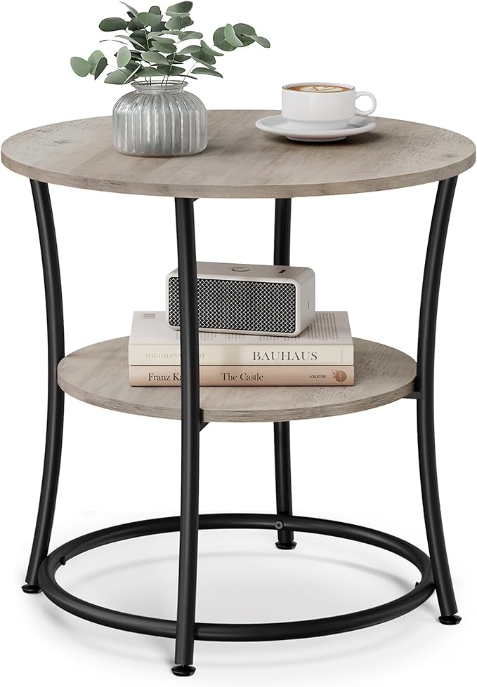 VASAGLE Side Table, 2-Tier Round End Table, Nightstand by VASAGLEbySONGMICSHOME