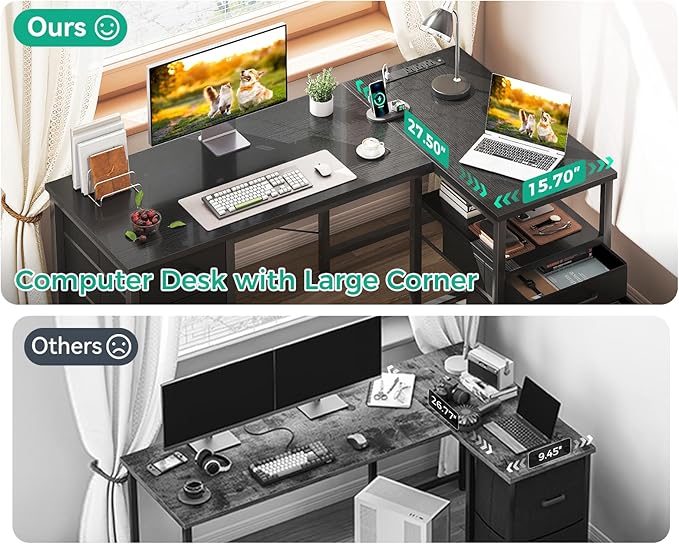 Coleshome L Shaped Computer Desk - Image 8