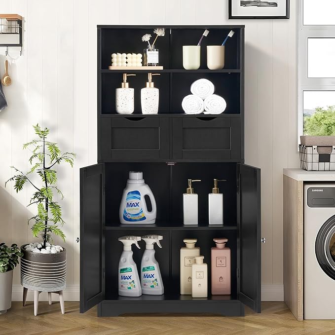 Iwell Tall Storage Cabinet, Bathroom Cabinet - Image 2