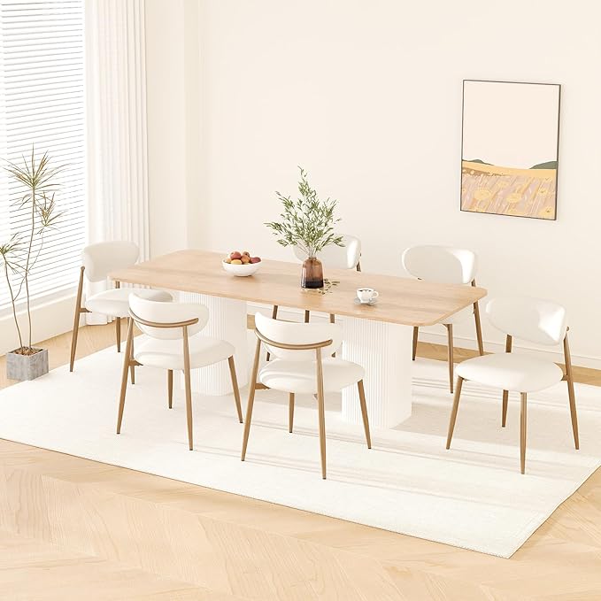 Dining Chairs Set of 6, Ergonomic Fabric Upholstered Seating by Unknown