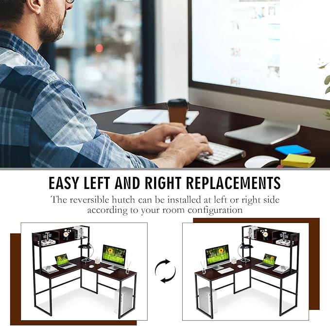 Tangkula Reversible L-Shaped Desk - Image 8