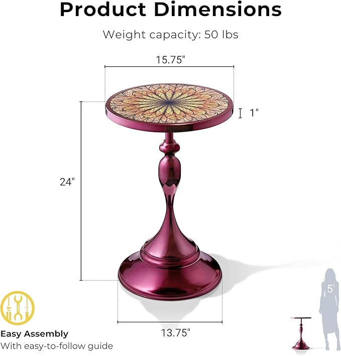 HOMES: Inside + Out Halric Modern 24" Tall Round End Table - Image 3