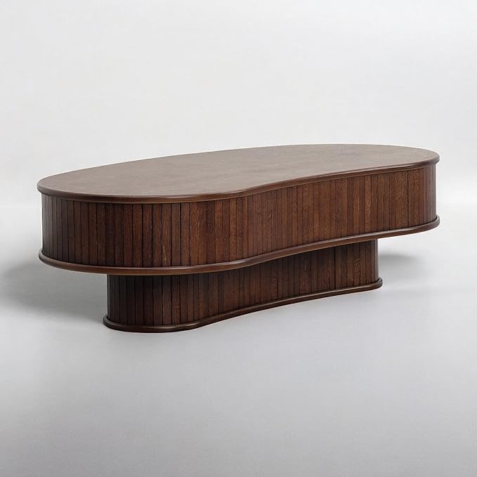 NTC Ripple DOU Coffee Table, Modern Wooden Double-Layer Center Table, Vertical by NTC