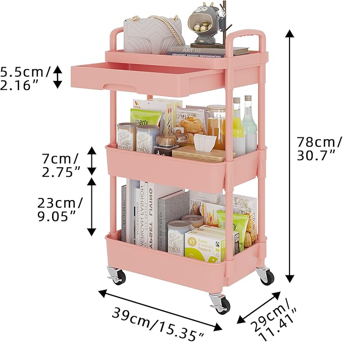 Calmootey 3-Tier Rolling Utility Cart - Image 5