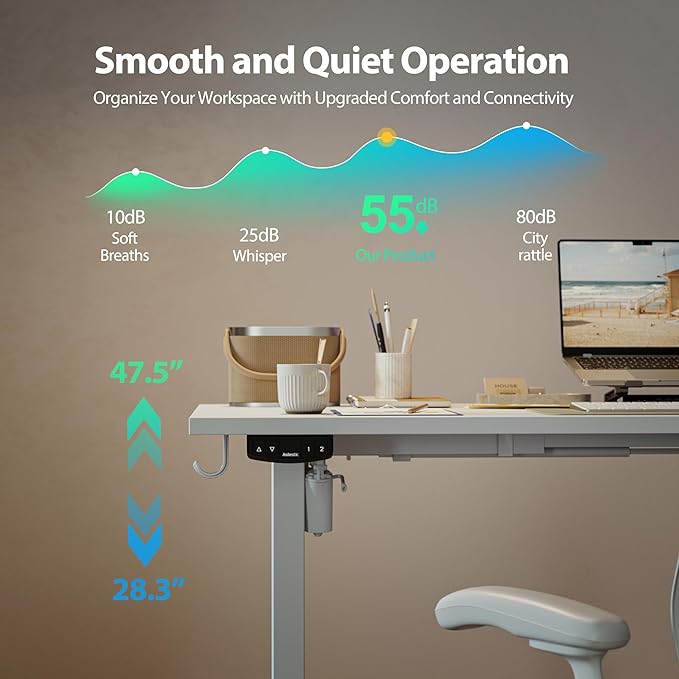 Agilestic Electric Standing Desk, L-Shaped 59 Inches Height Adjustable Desk - Image 6