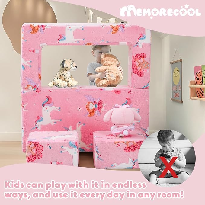 MeMoreCool Modular Kids Couch, Glow Play Toddler Couch - Image 6