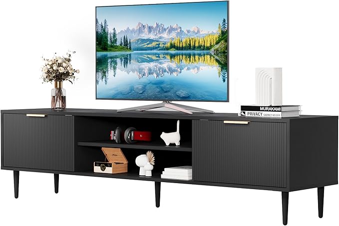GarveeHome Black TV Stand, TV Stands - Image 4