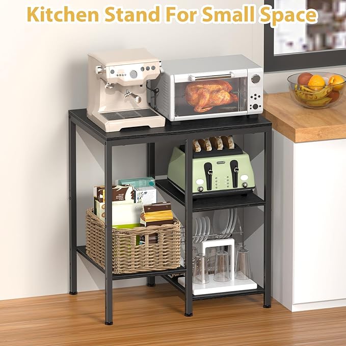 Kitchen Microwave Stand, 4-Tier Adjustable Bakers Rack, Space-Saving Metal - Image 4