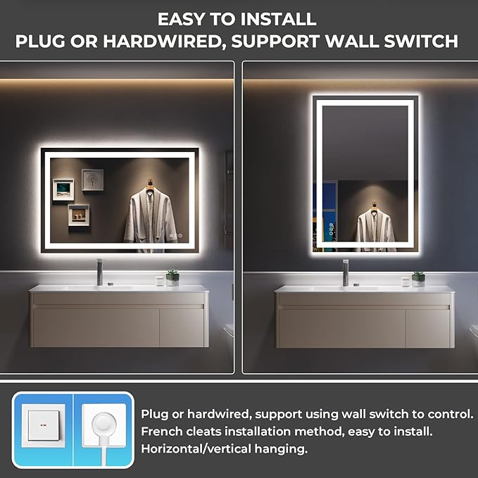48x32 Inch LED Bathroom Mirror - Image 7