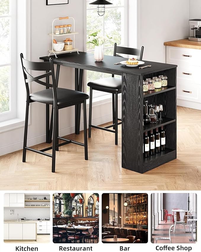 Garvee Bar Table and Chairs Set, 3 Piece Bar Table Set - Image 7