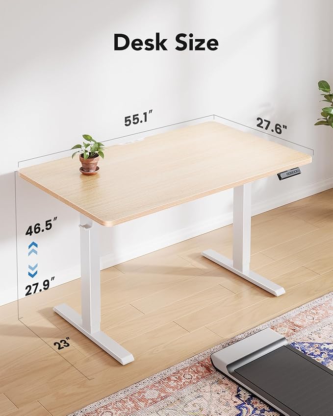 HUANUO 55" x 28" Electric Standing Desk Adjustable Height, 4 Memory Height - Image 3