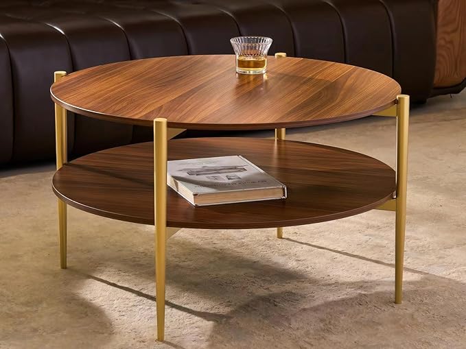 Shrine Round Glass Coffee Table, Mid-Century Modern Design, D30 x H17 in by SHRINELIGHTING