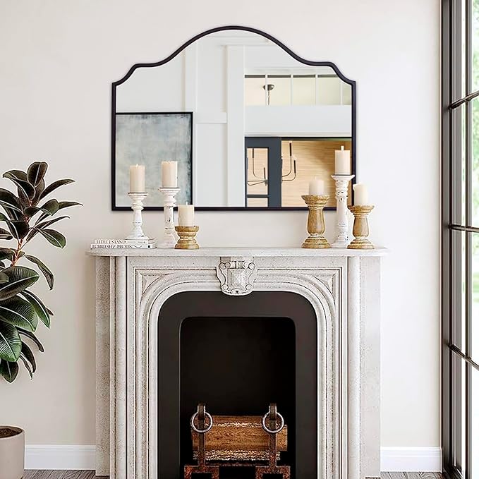 Chende Black Wall Mirror, Antique Arched Mirror - Image 2