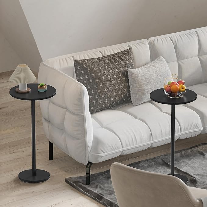 Round Small Side Table Set of 2, Drink Tables - Image 4