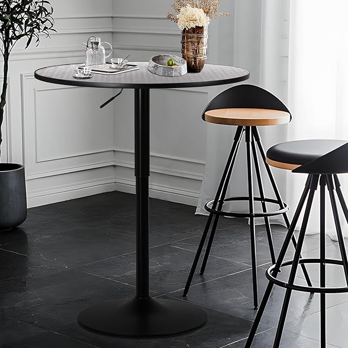 Athena Collection Modern Bar Table Round Top Height Adjustable, Tall Bistro Pub - Image 2