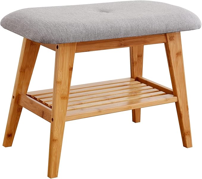 Shoe Rack Bench, Bamboo Entryway Bench, Organizer by SOBIBO