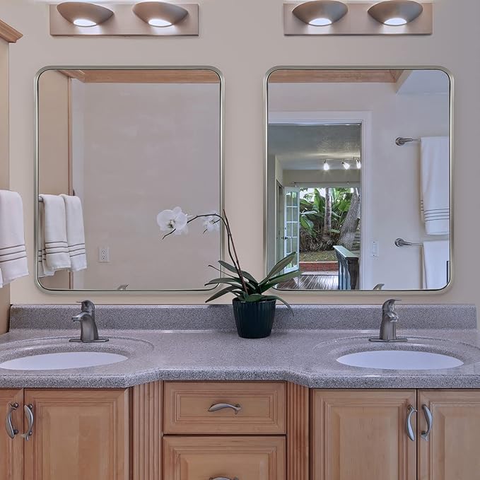 ANDY STAR Brushed Nickel Bathroom Mirror, 30x36’’ Rounded Corner Rectangle - Image 7