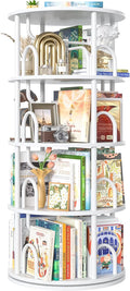 Aheaplus 4 Tier Rotating Bookshelf Tower, 360 Display Spinning Bookcase by Aheaplus