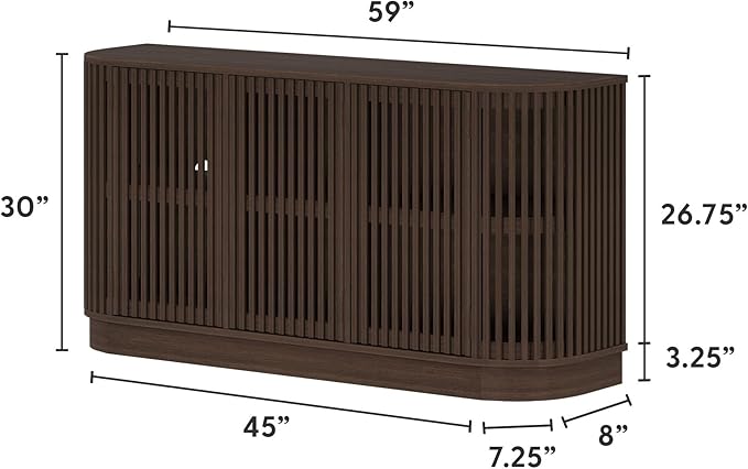 Plank+Beam Contour Wood TV Stand, Three Door Solid Wood Entertainment Console - Image 2