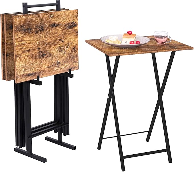 HOOBRO Folding TV Tray Tables, Industrial Side Table - Image 8