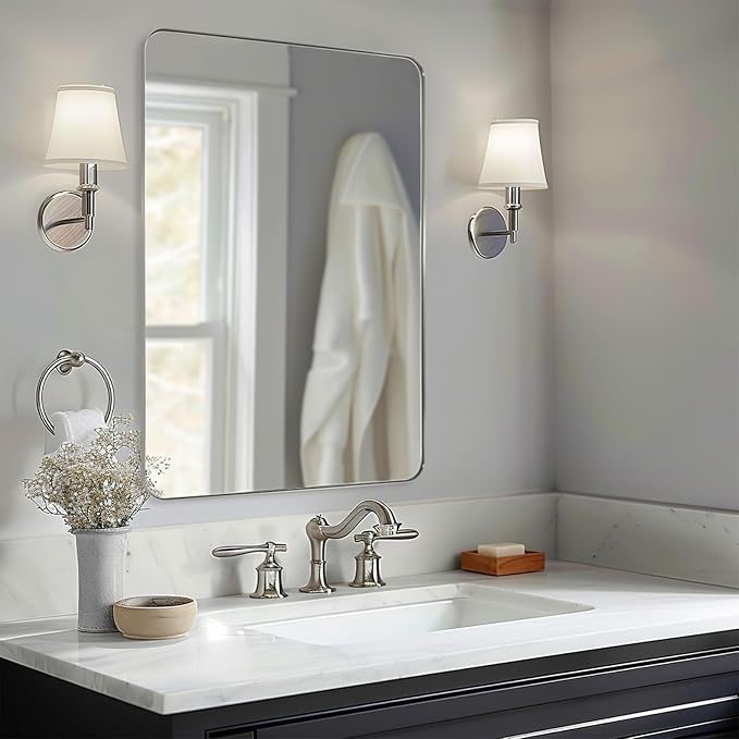 ANDY STAR Chrome Mirror for Bathroom, 30x36 Metal Frame Wall Mirror by ANDYSTAR