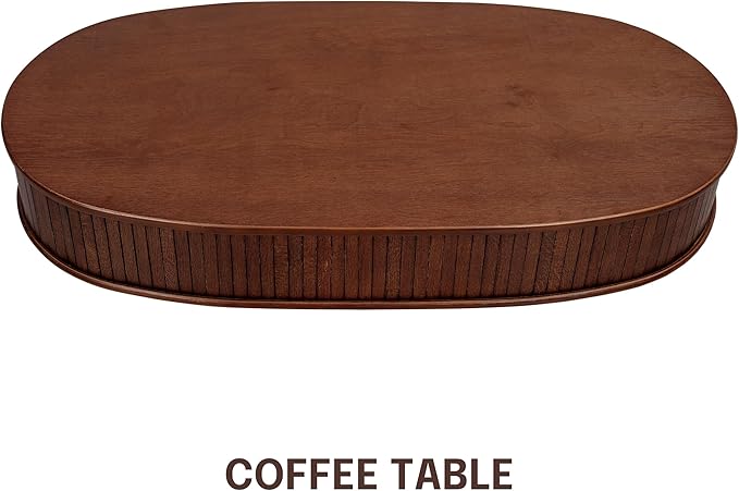 NTC Stream DOU Coffee Table, Modern Double-Layer Oval Wooden Center Table - Image 5