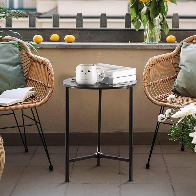 2 Packs 13" Metal Outdoor Side Tables Small Black Outside End Table - Image 8