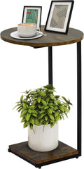 HDANI C Table End Table, Round Side Table That Slide Under, C Shaped End Table by HDANI