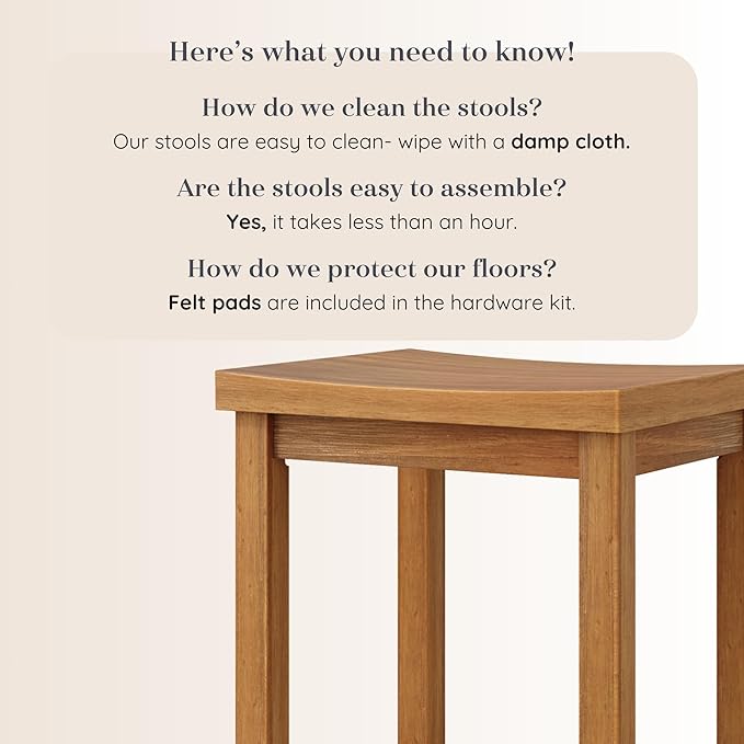 Grain & Grove Smith Collection Solid Wood Bar Stool, 30 inch Saddle-Seat Bar - Image 5