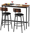 Tatub Bar Table with Stools Set of 2, Industrial 3 Piece Counter Height Small by Tatub