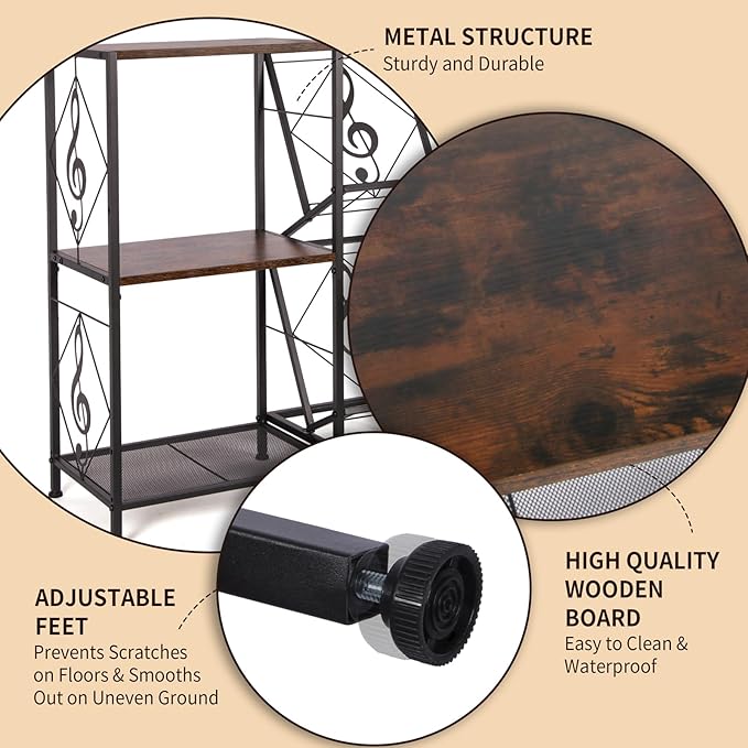 Record Player Stand with Vinyl Record Storage, Turntable Stand with 2-Tier - Image 7