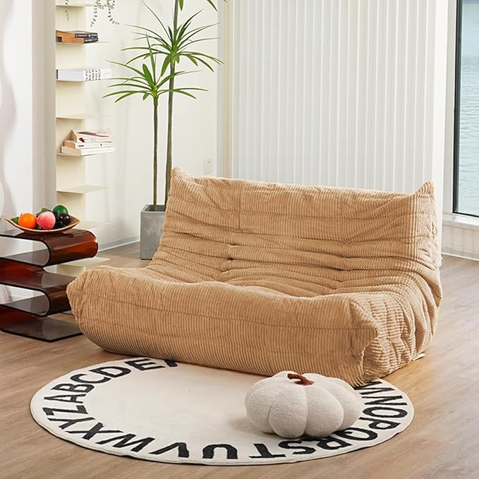N&V Fireside Loveseat, Mid Century Armless Twin Size Floor Sofa, Soft Premium by NV