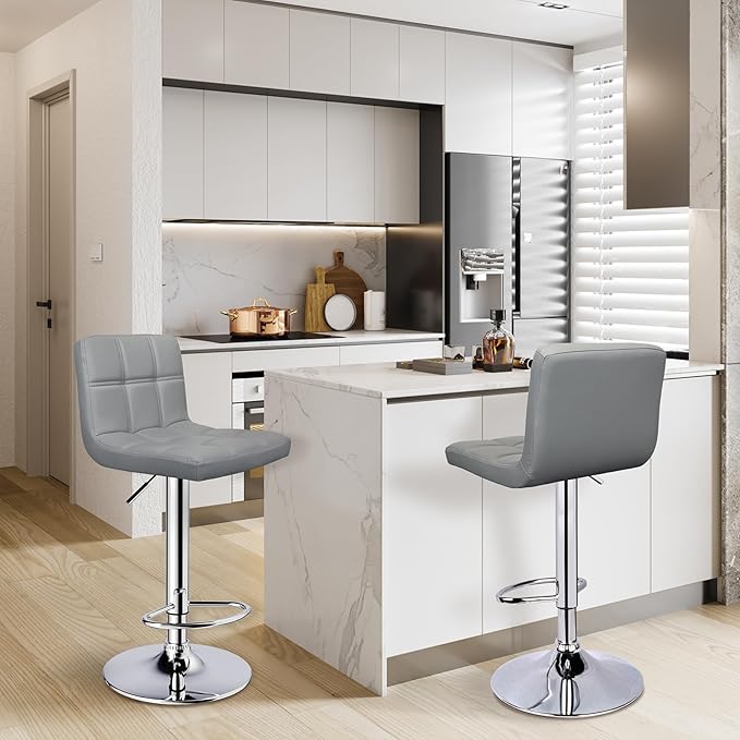 Bar Stools Set of 2, Armless Adjustable Swivel Barstools - Image 2