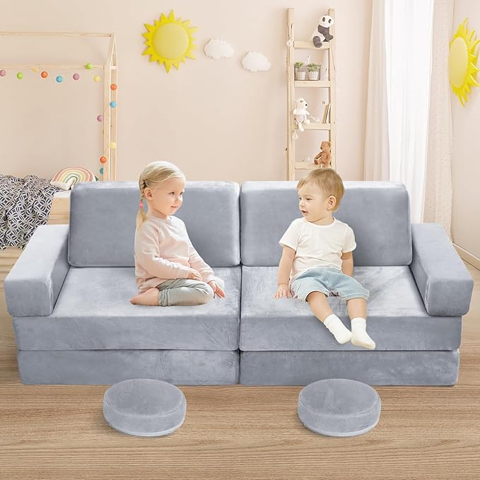 10Pcs Kids Play Couch, Toddler Sofa, Modular Kids Couch - Image 8
