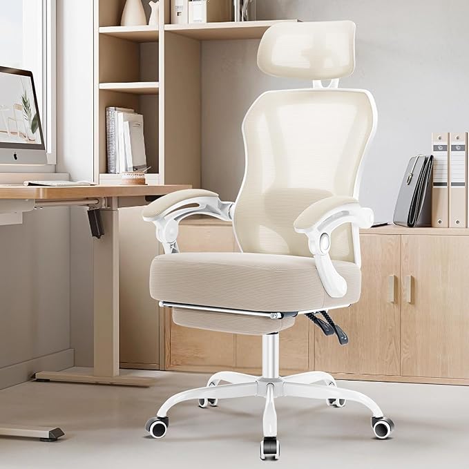 Ergonomic Office Chair with Footrest, Ultra Thick Reclining Desk Chair with - Image 8
