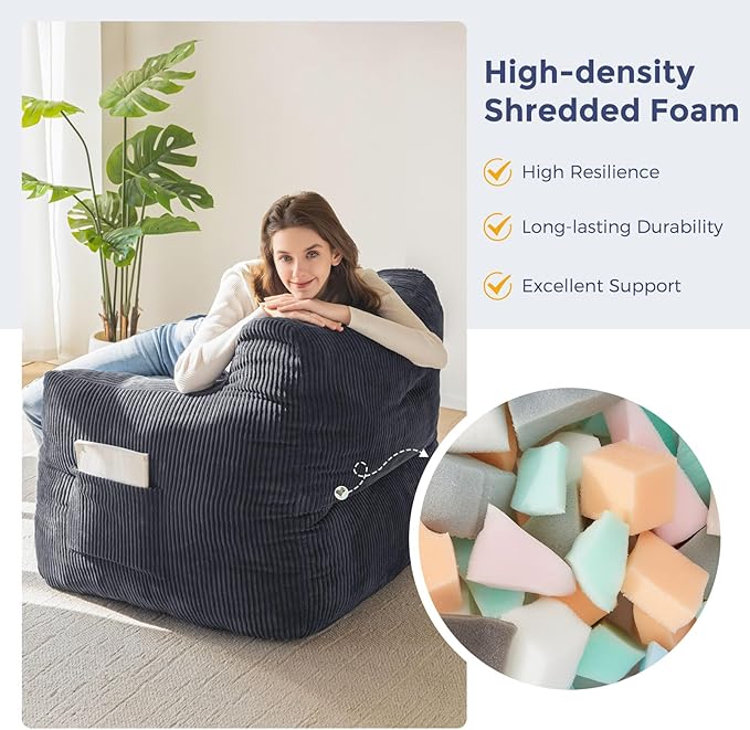 MAXYOYO Bean Bag Chair, Tufted Bean Bag Couch Lazy Chair, Living Room Sofa Couch - Image 5