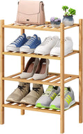 Small Shoe Rack, 4-Tier Rack for Entryway, Bamboo Wood Shoe Shelf for Closet & by VIEWCARE