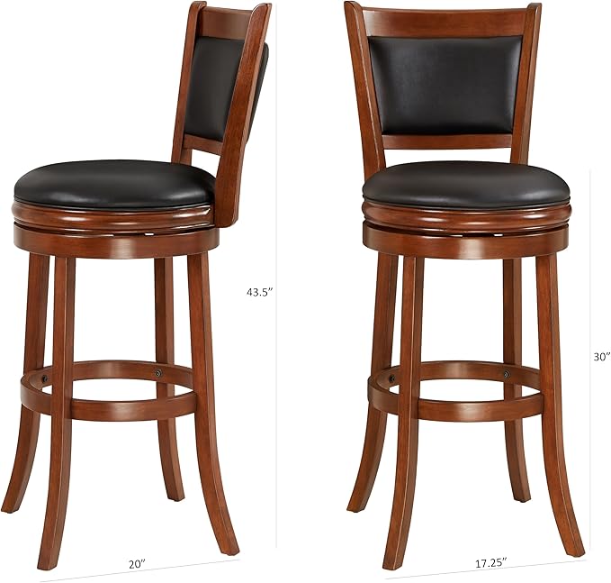 Ball & Cast Swivel Pub Height Barstool 29 Inch Seat Height Cherry Set of 1 - Image 3