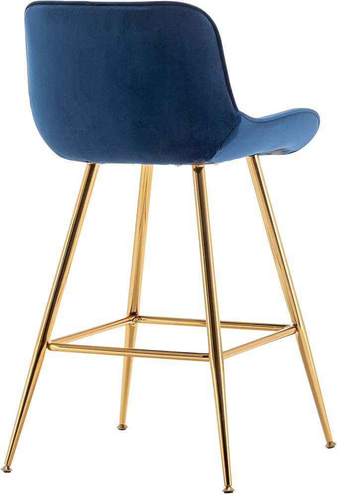 Sidanli Blue Bar Stools Set of 2, 24 Inch Velvet Counter Height Bar Stools - Image 10