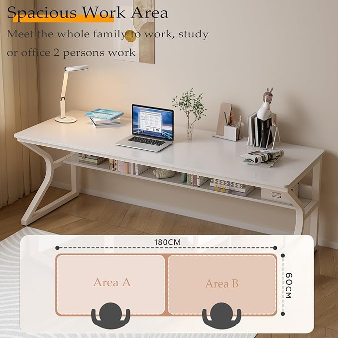 Extra Long Desk with Bookshelf - Image 3