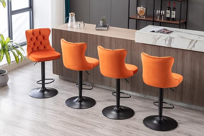PacknWood Acosure Swivel Velvet Barstools Adjusatble Seat Height from 25-33" - Image 7