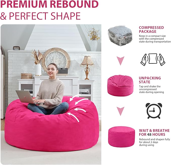 4FT Bean Bag Chair, Large Bean Bag Chairs - Image 6