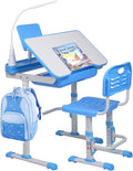 Kids Desk and Chair Set, Height Adjustable Child's School Study Writing Tables by SMAGREHO