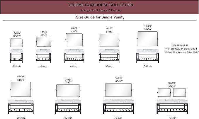 TEHOME 24 x 38'' Horizontal Farmhouse Chrome Metal Framed Pivot Rectangle - Image 7