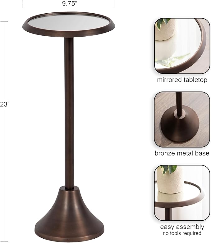 Kate and Laurel Sanzo Modern Pedestal Drink Table; 10 x 10 x 23; Antique - Image 3