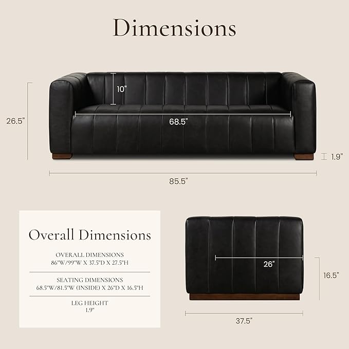 POLY & BARK Canale 86" Sofa in Onyx Black - Image 2