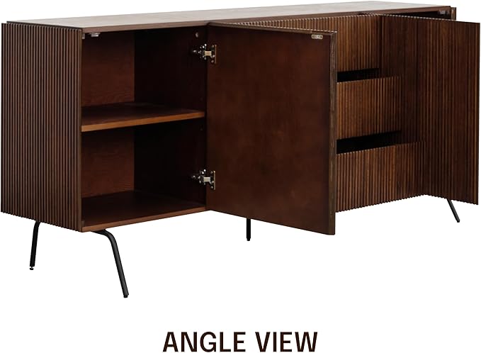 NTC Veil Sideboard with 2 Doors and 3 Drawers, Buffet Cabinet with Vertical - Image 5